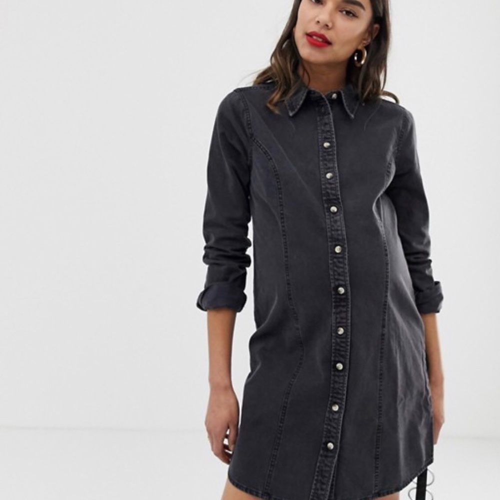 ASOS Black maternity black denim dress 8